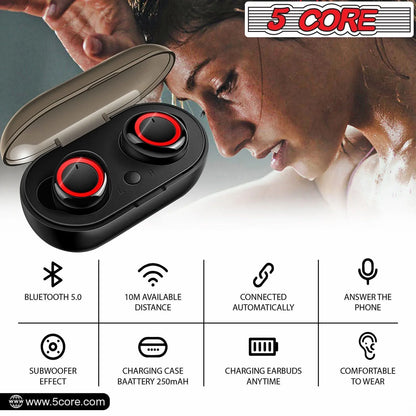  Wireless Ear Buds Mini Bluetooth Earbud Noise Cancelling Headphones Wire Less