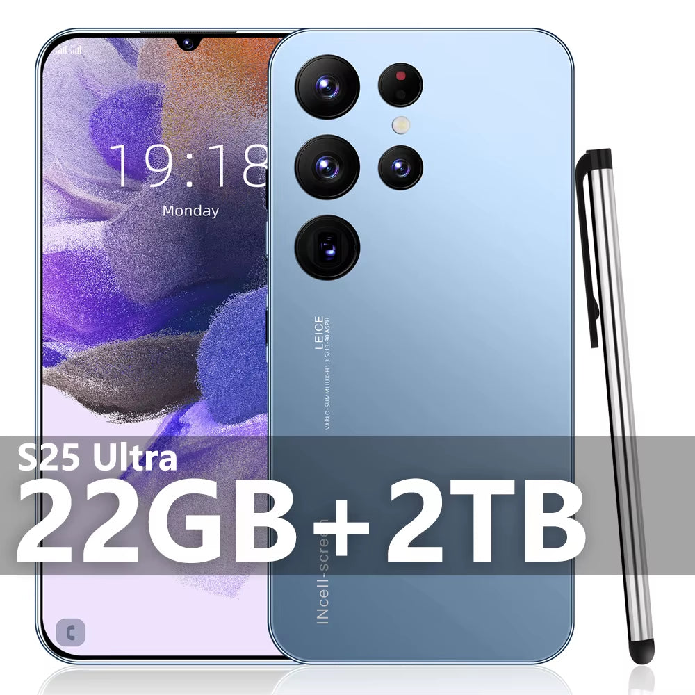 Hot New S25 Ultra Smart Phone 7.3 Inch Full Screen 4G/5G Cell Phone 22TB+2TB 7800Mah Mobile Phones Global Version Celulares