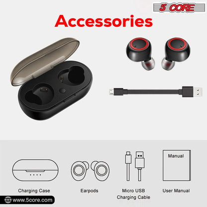  Wireless Ear Buds Mini Bluetooth Earbud Noise Cancelling Headphones Wire Less