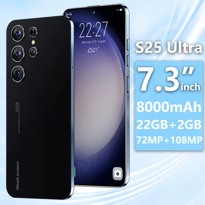 Hot New S25 Ultra Smart Phone 7.3 Inch Full Screen 4G/5G Cell Phone 22TB+2TB 7800Mah Mobile Phones Global Version Celulares