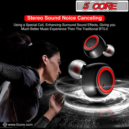  Wireless Ear Buds Mini Bluetooth Earbud Noise Cancelling Headphones Wire Less